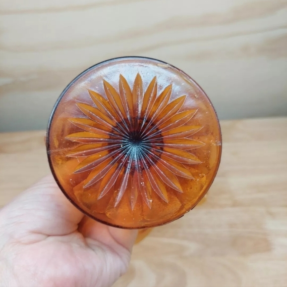 Vintage Amber Glass Compote Trinket- Candy Serving Dish MCM - Picture 4 of 4